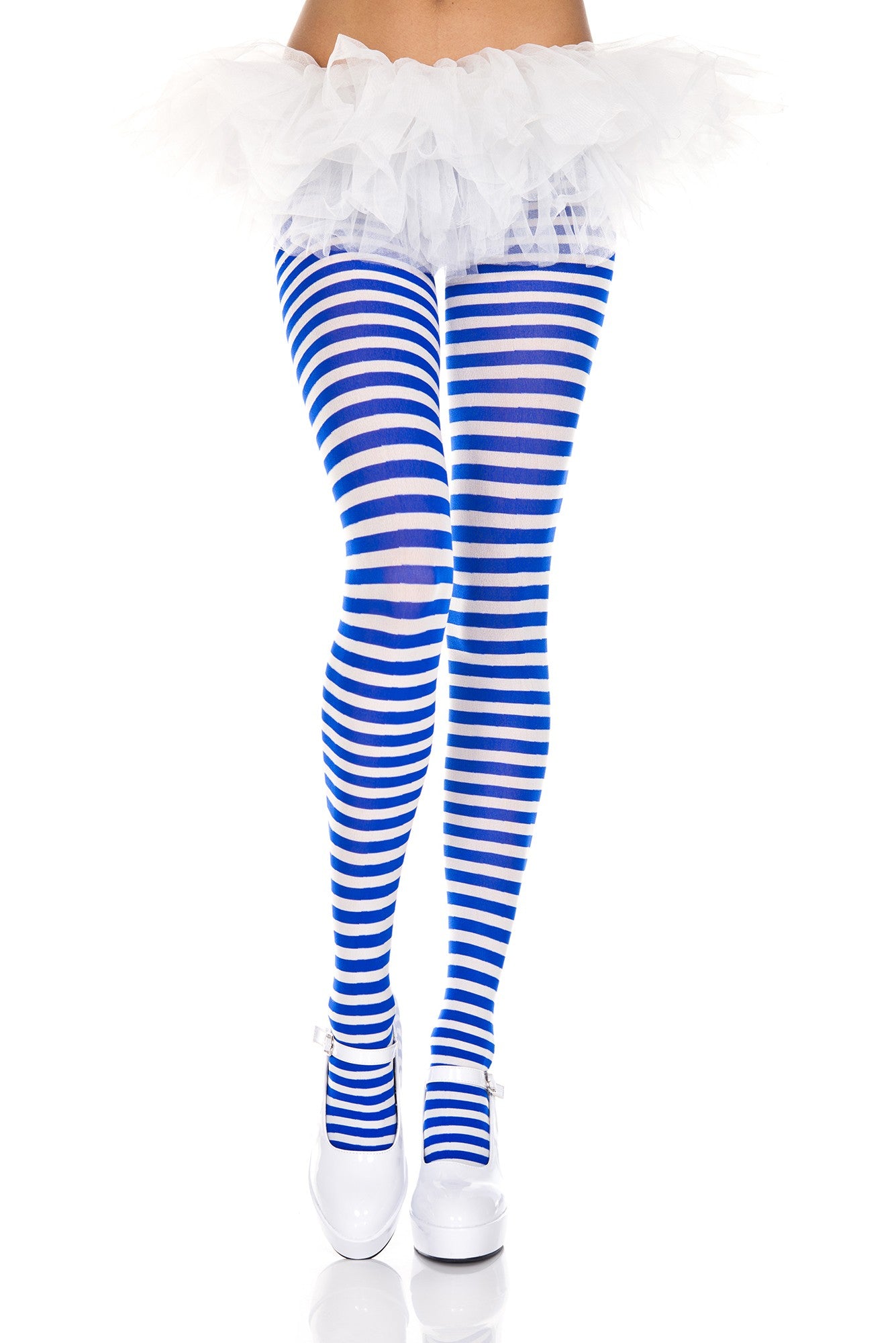 blue and white striped leggings