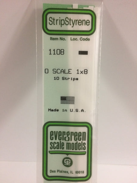 Evergreen 1108 O Styrene Strips 1 x 8"