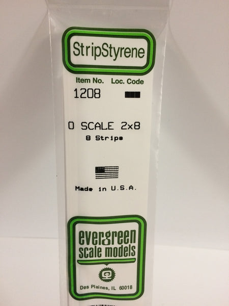 Evergreen 1208 O Styrene Strips 2 x 8"