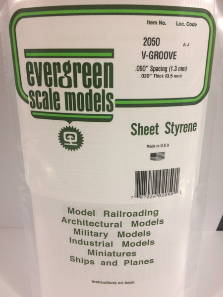 Evergreen 12050 12 x 24" Styrene Siding Sheet V-Groove .020" Thick .050" Spacing 