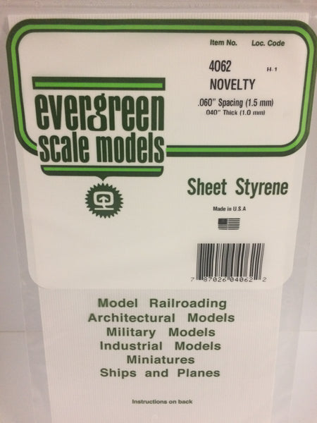 Evergreen 14062 Styrene Siding Novelty Drop Siding 12 x 24 x .040" .060" Spacing