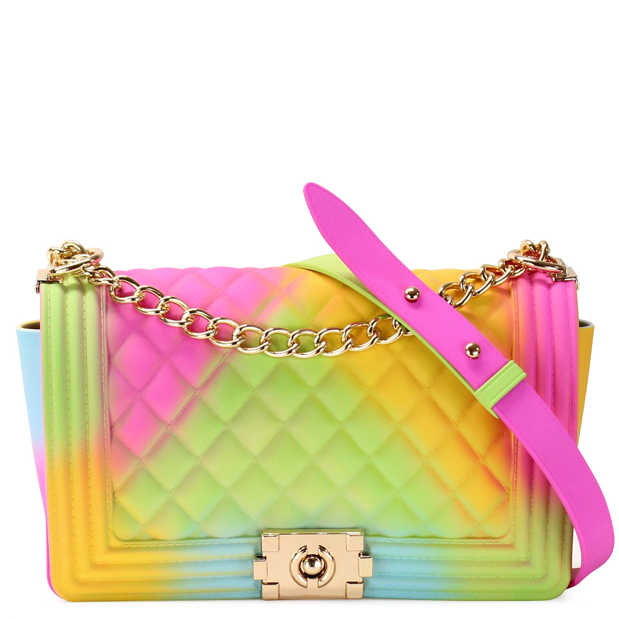 rainbow quilted purse