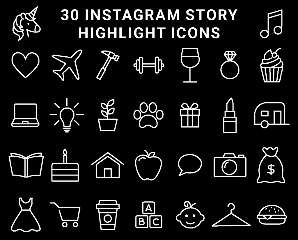 30 Black and White Instagram Highlight Icons – Mimosa Designs
