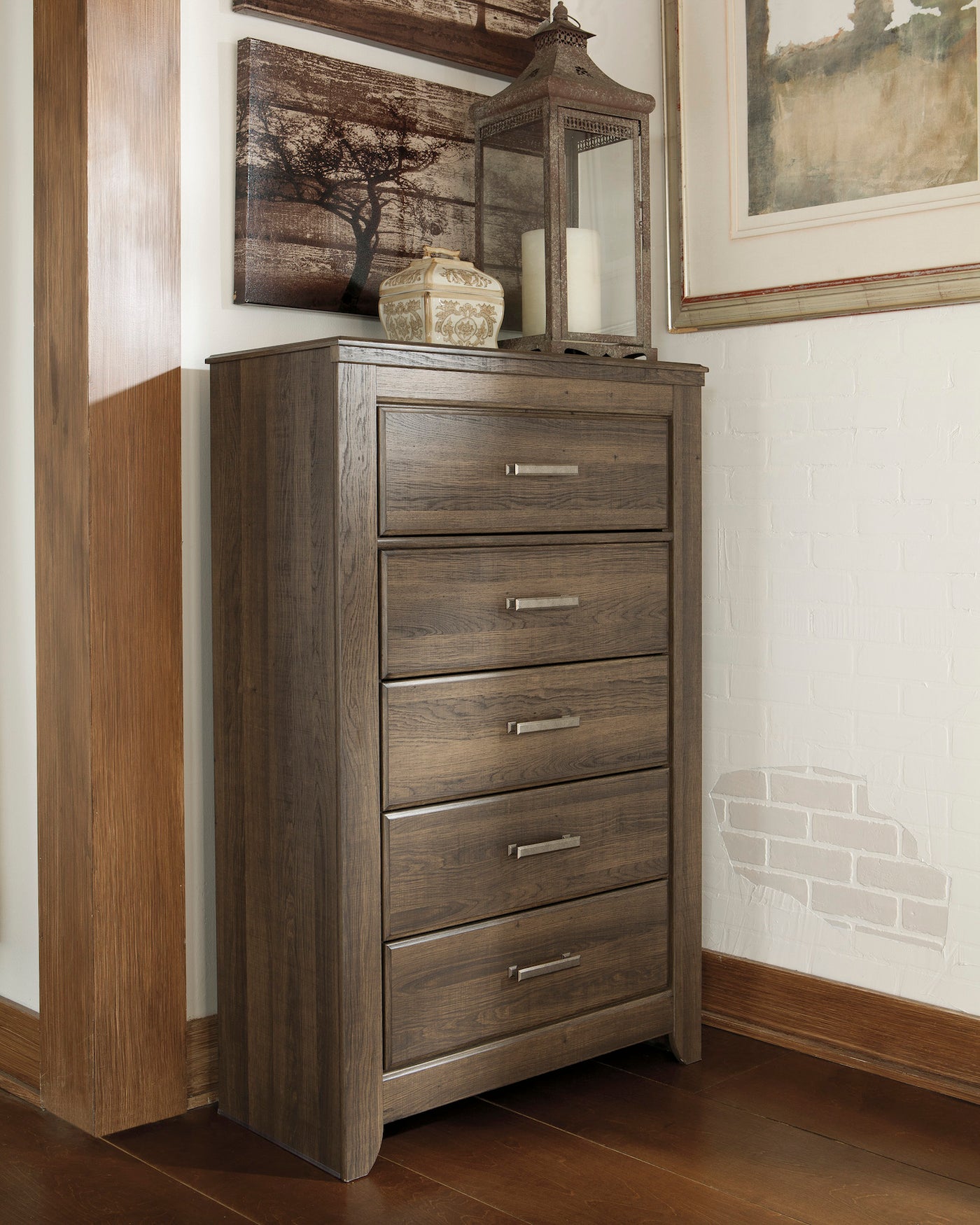 Ashley Juararo Five Drawer Chest in Dark Brown The Furniture Space.