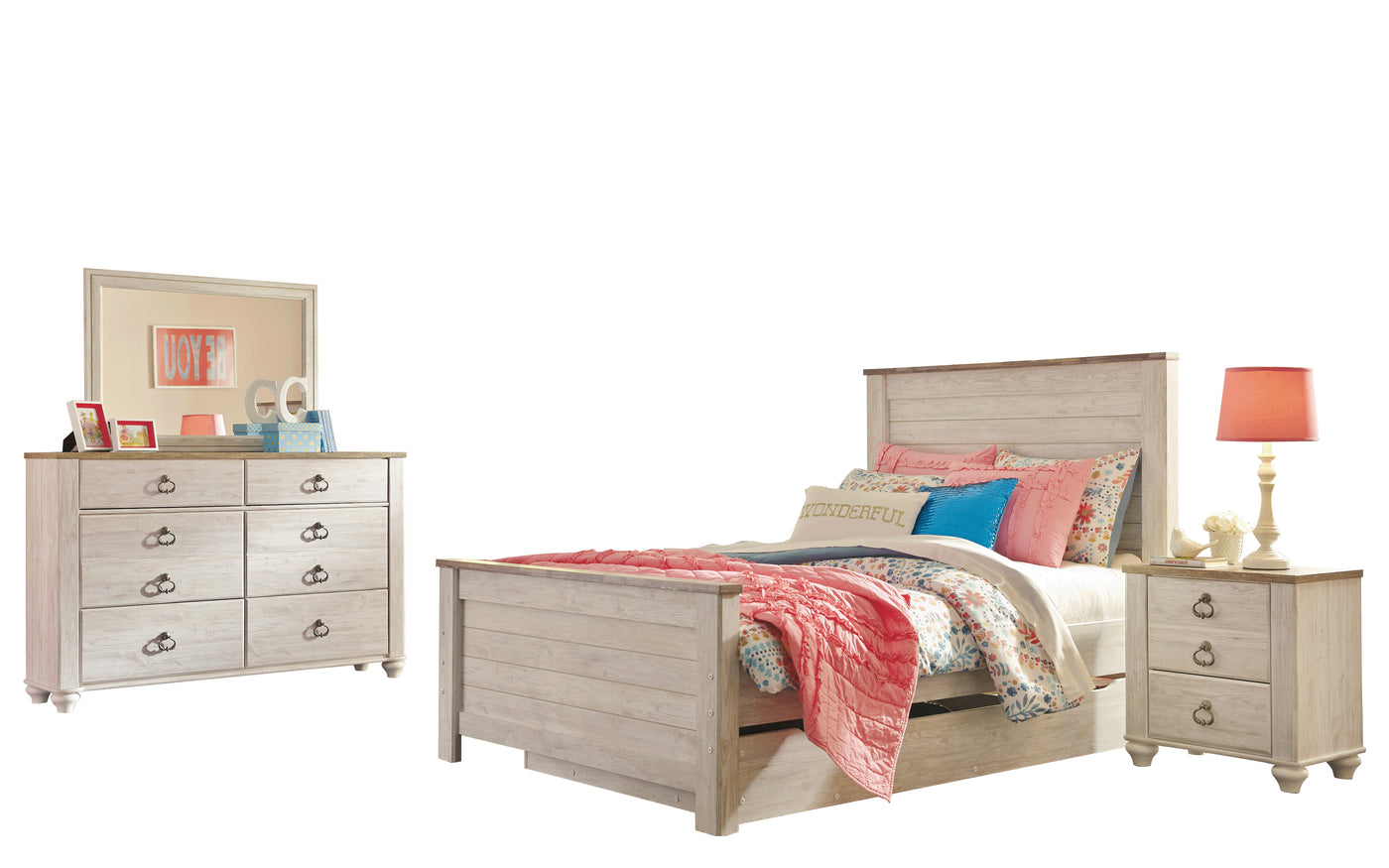 Ashley Willowton 4 Pc Twin Trundle Bedroom Set In White