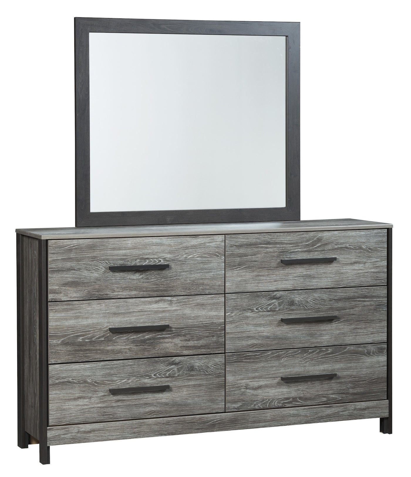 Ashley Cazenfeld Six Drawer Dresser Mirror In Black Gray The