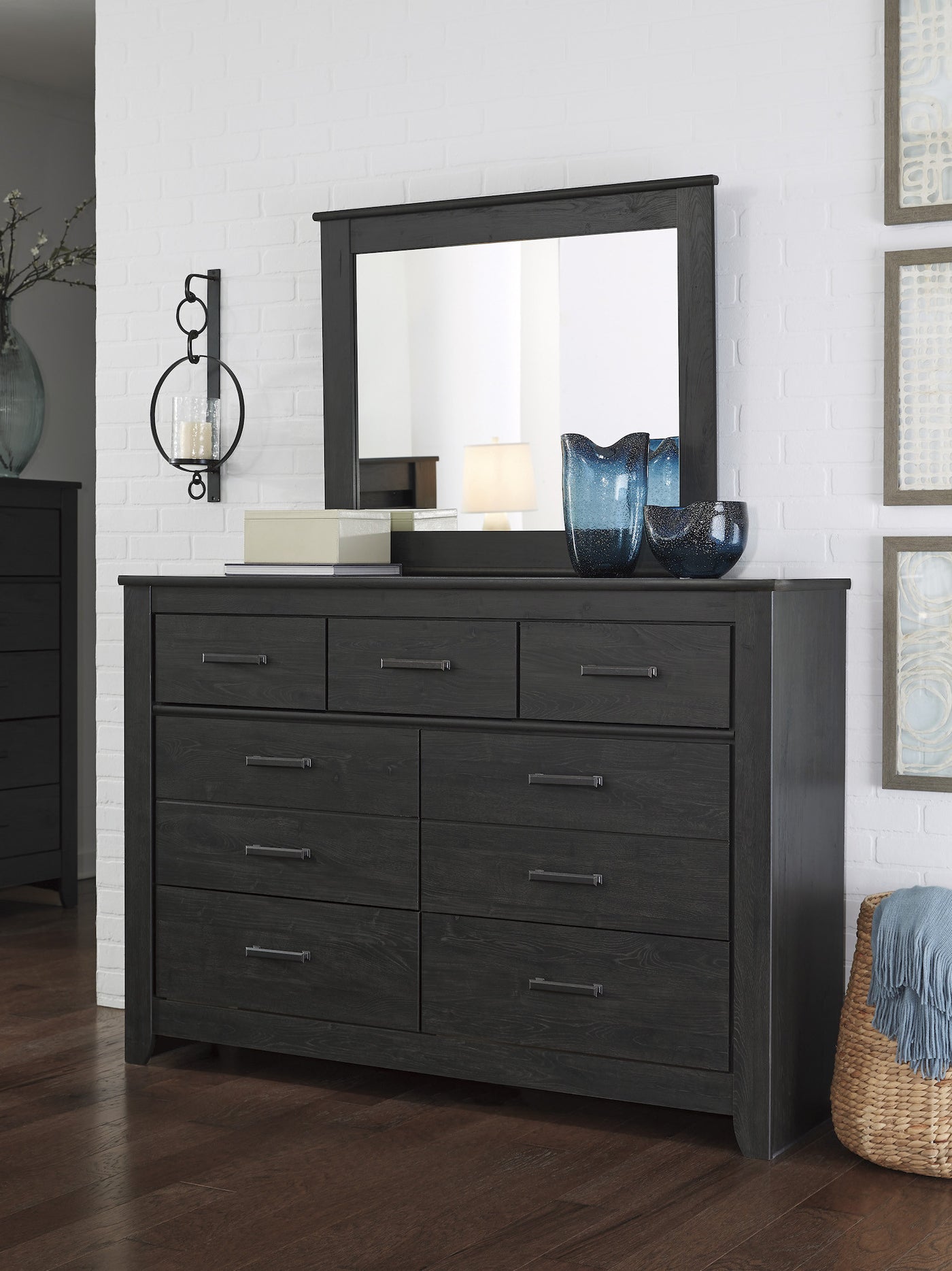 Ashley Brinxton Dresser Mirror In Charcoal Gray The Furniture