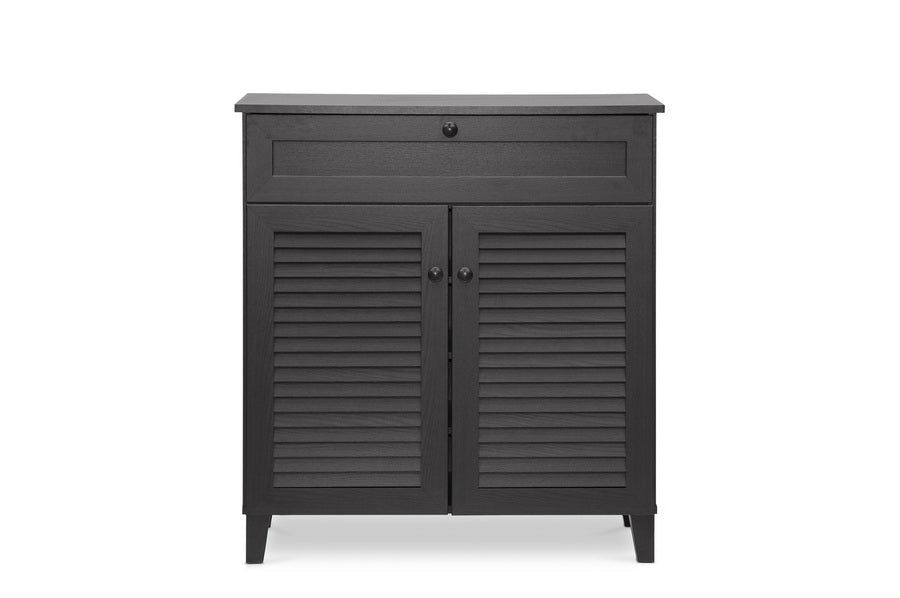 Contemporary Storage Shoe Cabinet In Dark Brown The Furniture Space