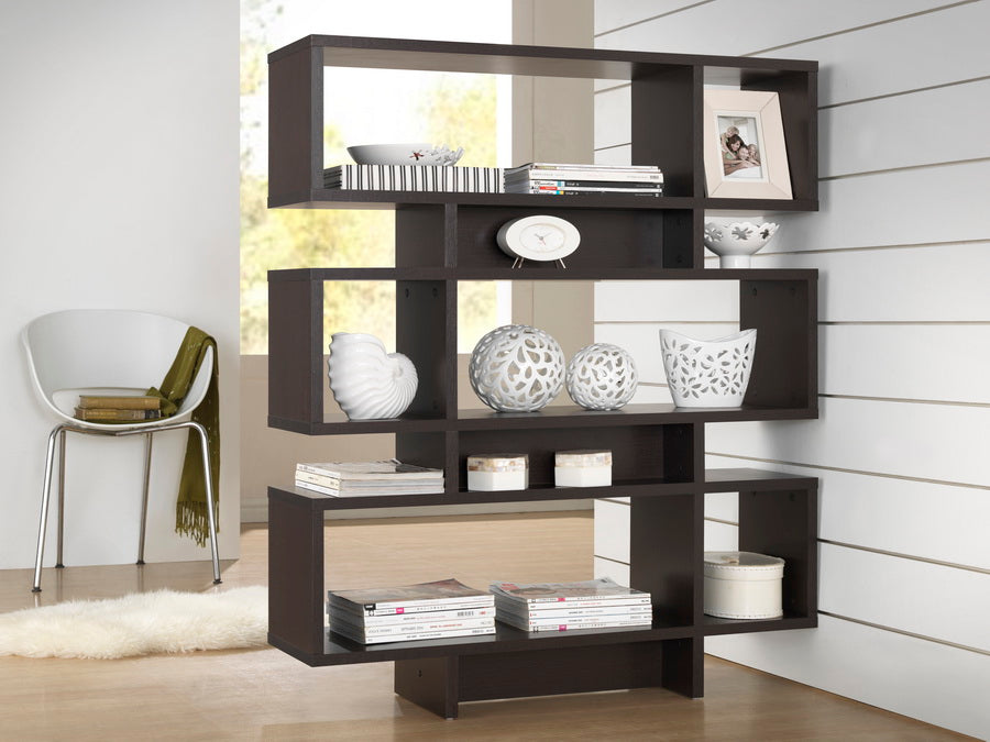 Modern 6 Shelf Bookshelf In Dark Brown The Furniture Space