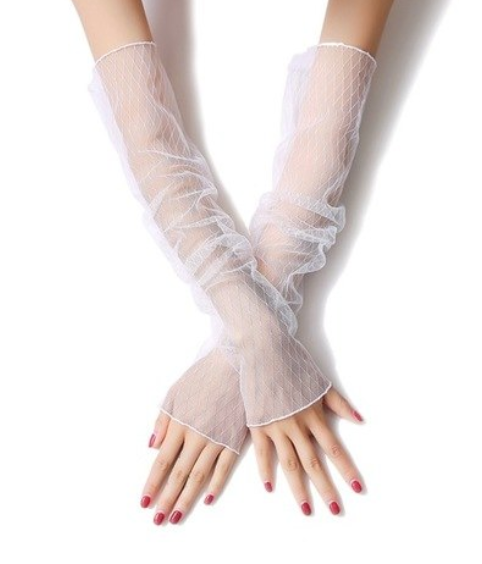 white long sleeve gloves