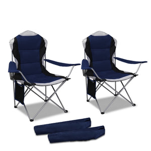 Set of 2 Portable Folding Camping Armchair - Navy - River To Ocean Adventures