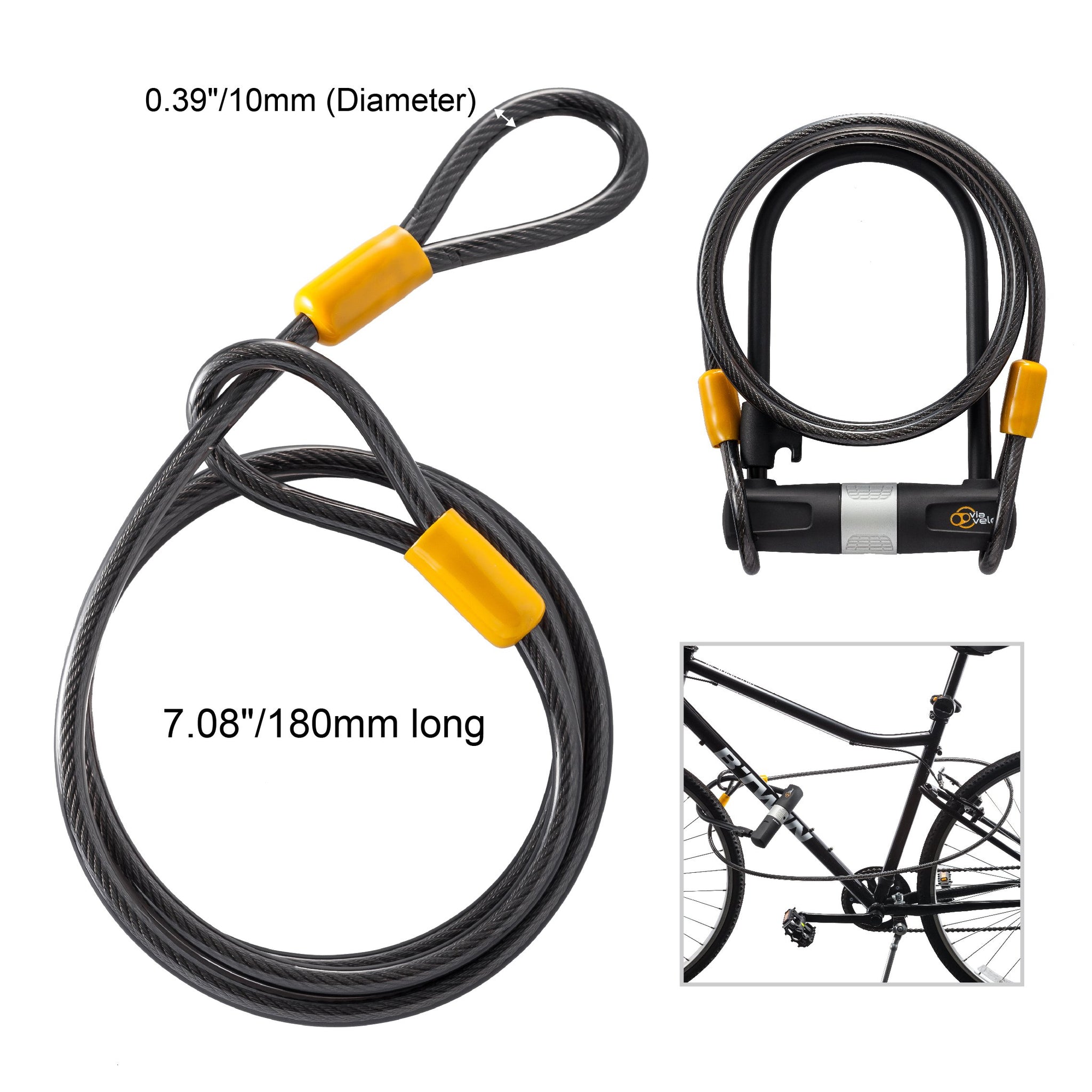 via velo bike u lock with cable