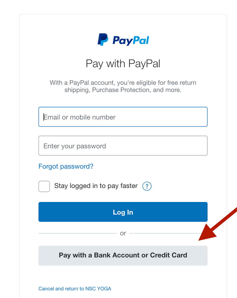 Paypal Credit Card Payment Nsc Yoga