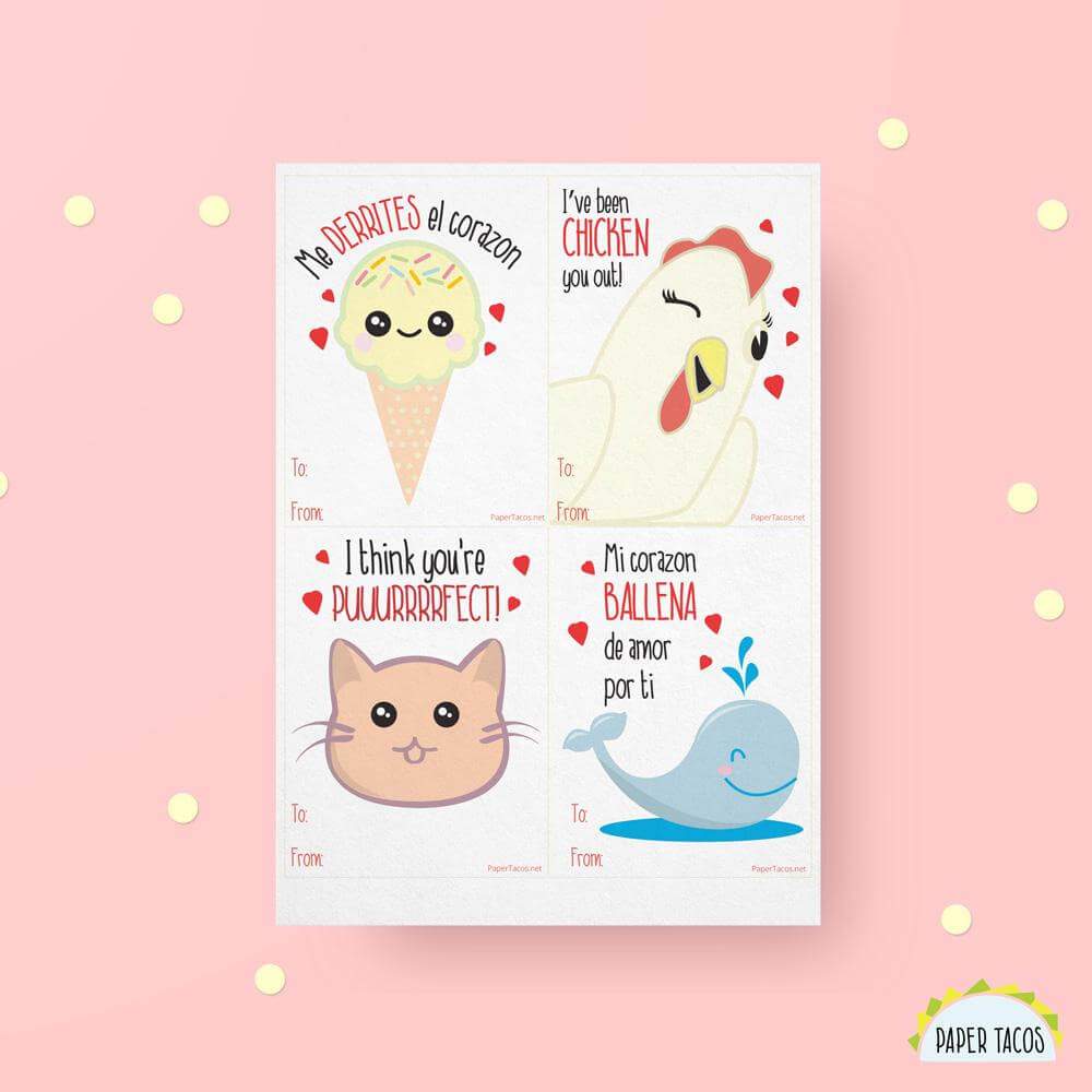 free valentine s day cards digital download paper tacos greeting cards in spanish