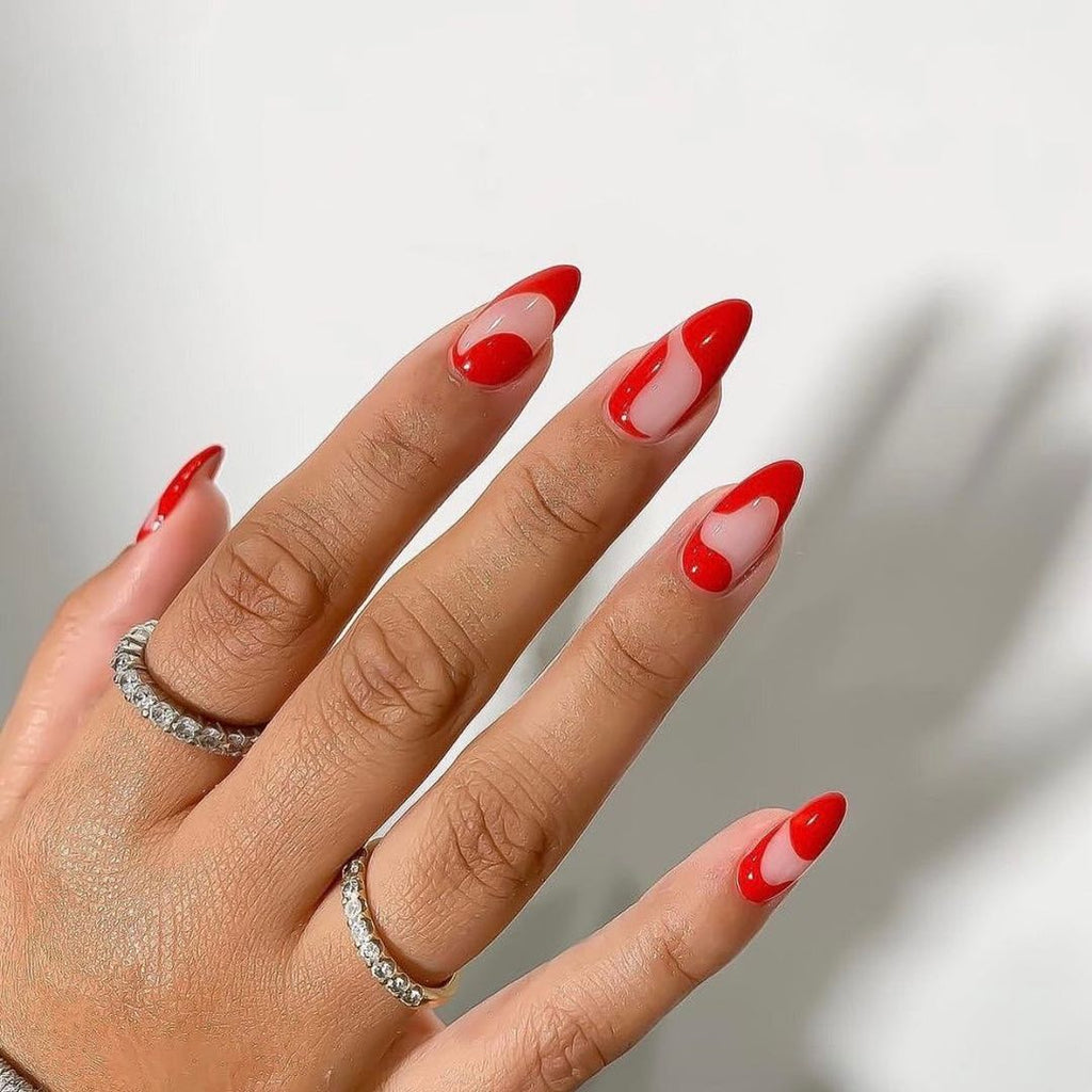 Abstract red nail art design for bride