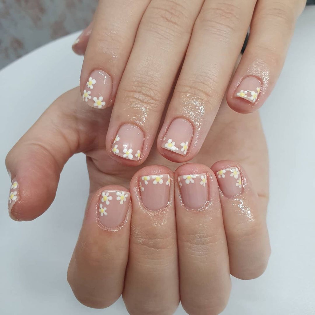 Floral french tips manicure 