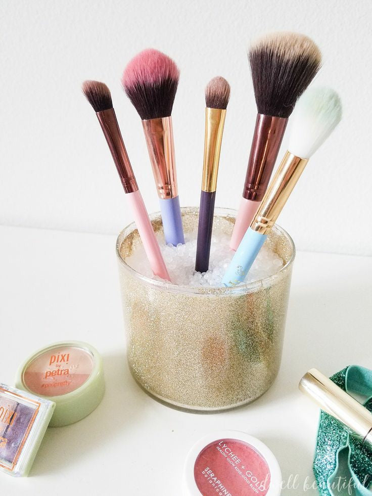 diy makeup brush holder with candle jar