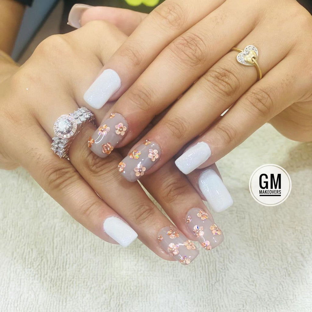 Bridal sequins nail art designs 