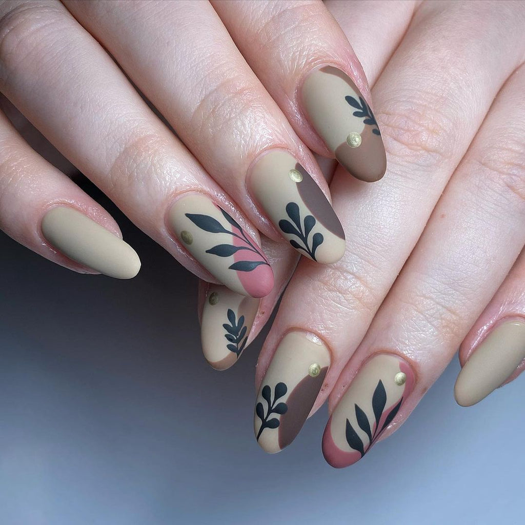Matte floral nail art design 