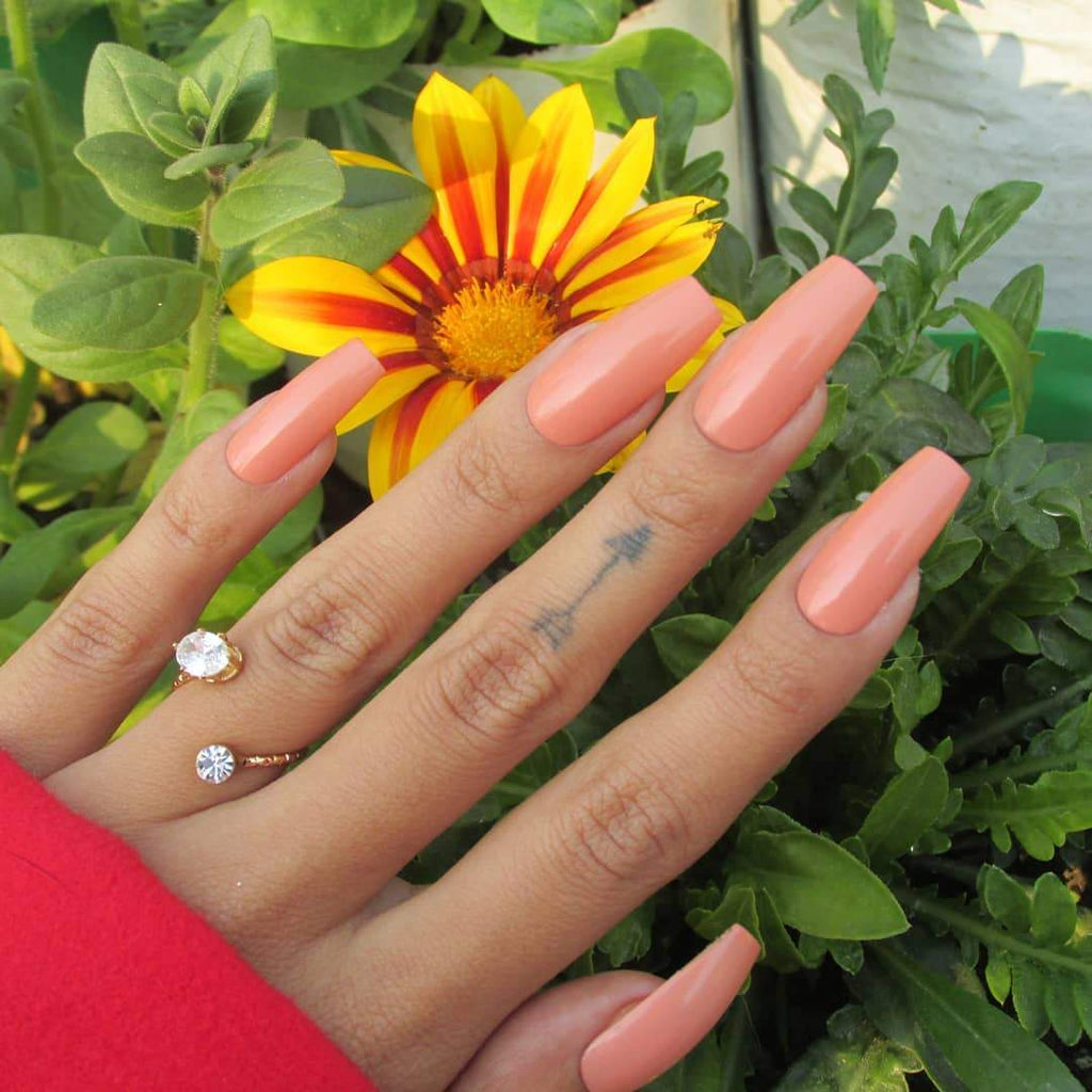 Orange peach nail polish shade