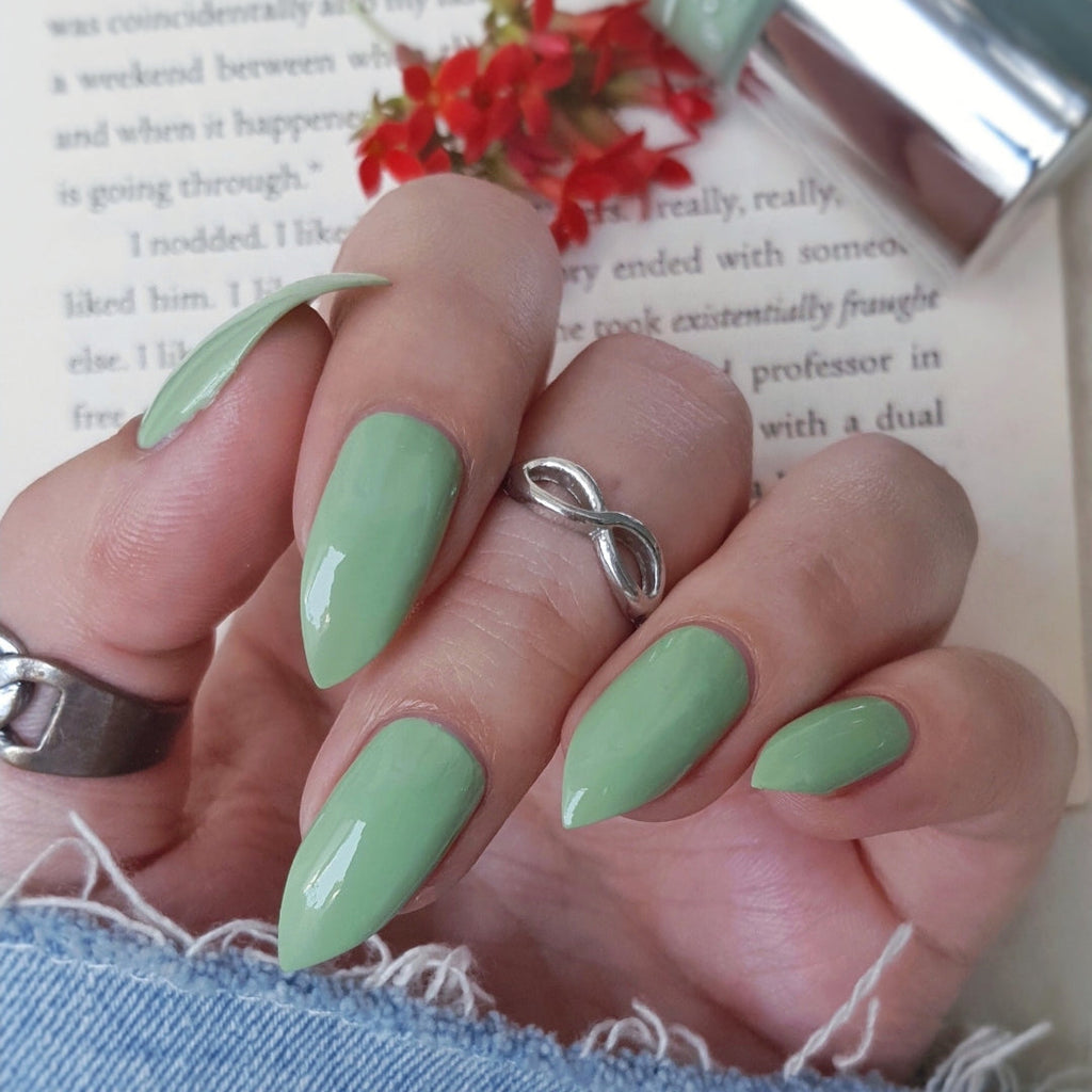 Pista green nail polish