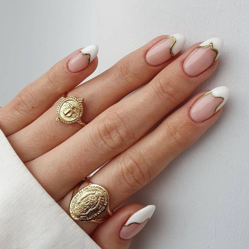 Gold French manicure nail art 