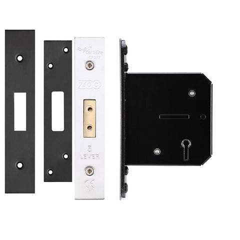 Matt Black 5 Lever Insurance Mortice Sash Lock 2 5 Inch 3 Inch More 4 Doors