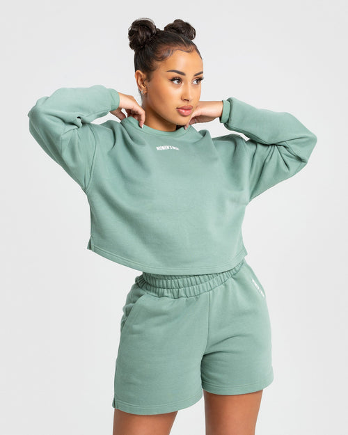 Comfort Cropped Hoodie - Pastel Green