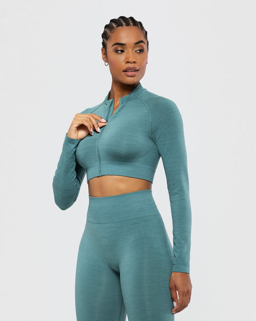 Buy MANIFIQUE Women Seamless Long Sleeve Yoga Gym Crop Top Sportwear  Activewear at