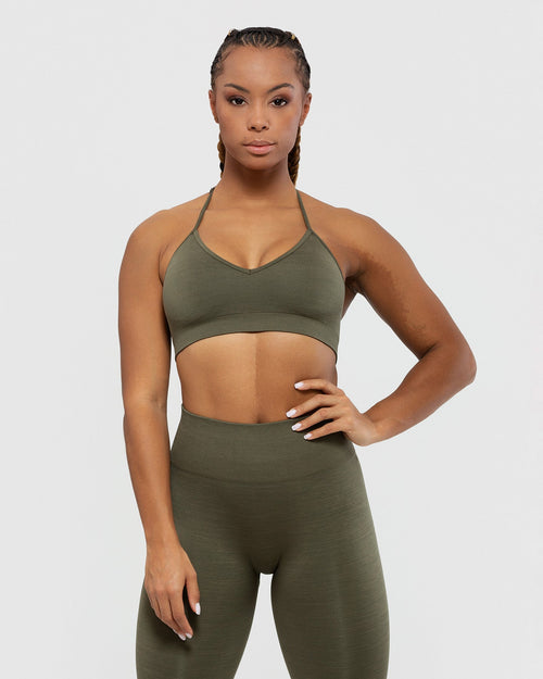 MP Women's Tempo Seamless Halter Neck Bra - Light Olive