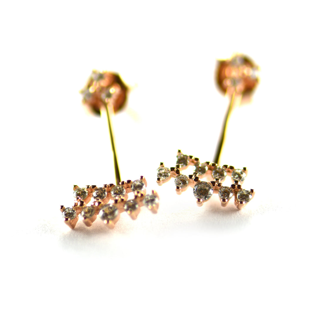 9 CZ silver studs earring with pink gold plating
