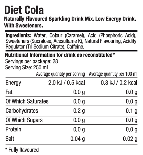 SodaStream Classics Diet Cola Drink Mix - BB 25/12/2022