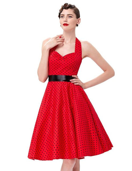 Belle Poque Summer Dresses Casual Polka Dot Vintage Swing Pinup Party