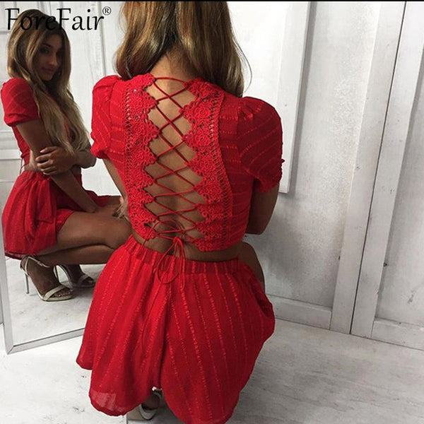 red two piece romper