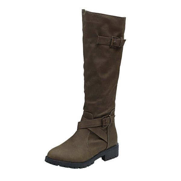 ladies knee high biker boots