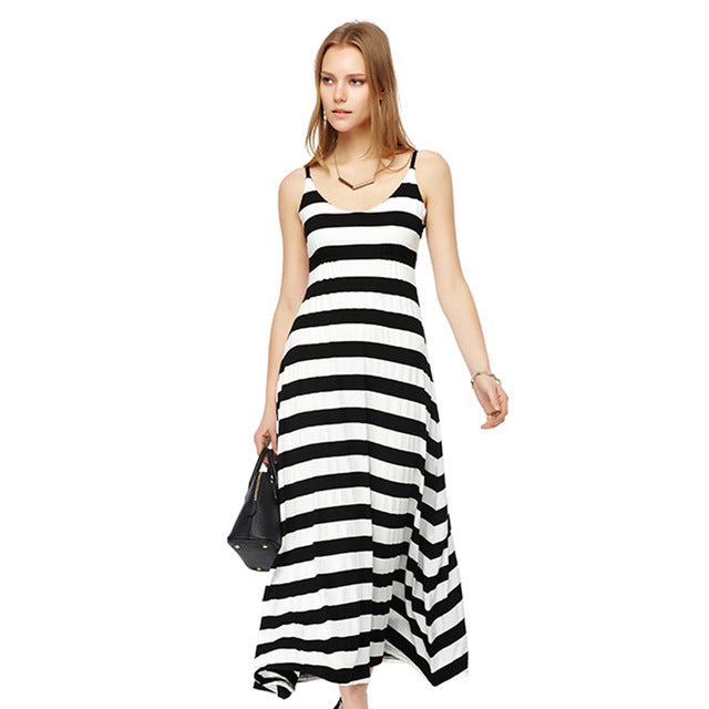 black and white striped casual dress