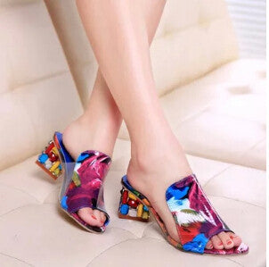 rhinestone peep toe heels