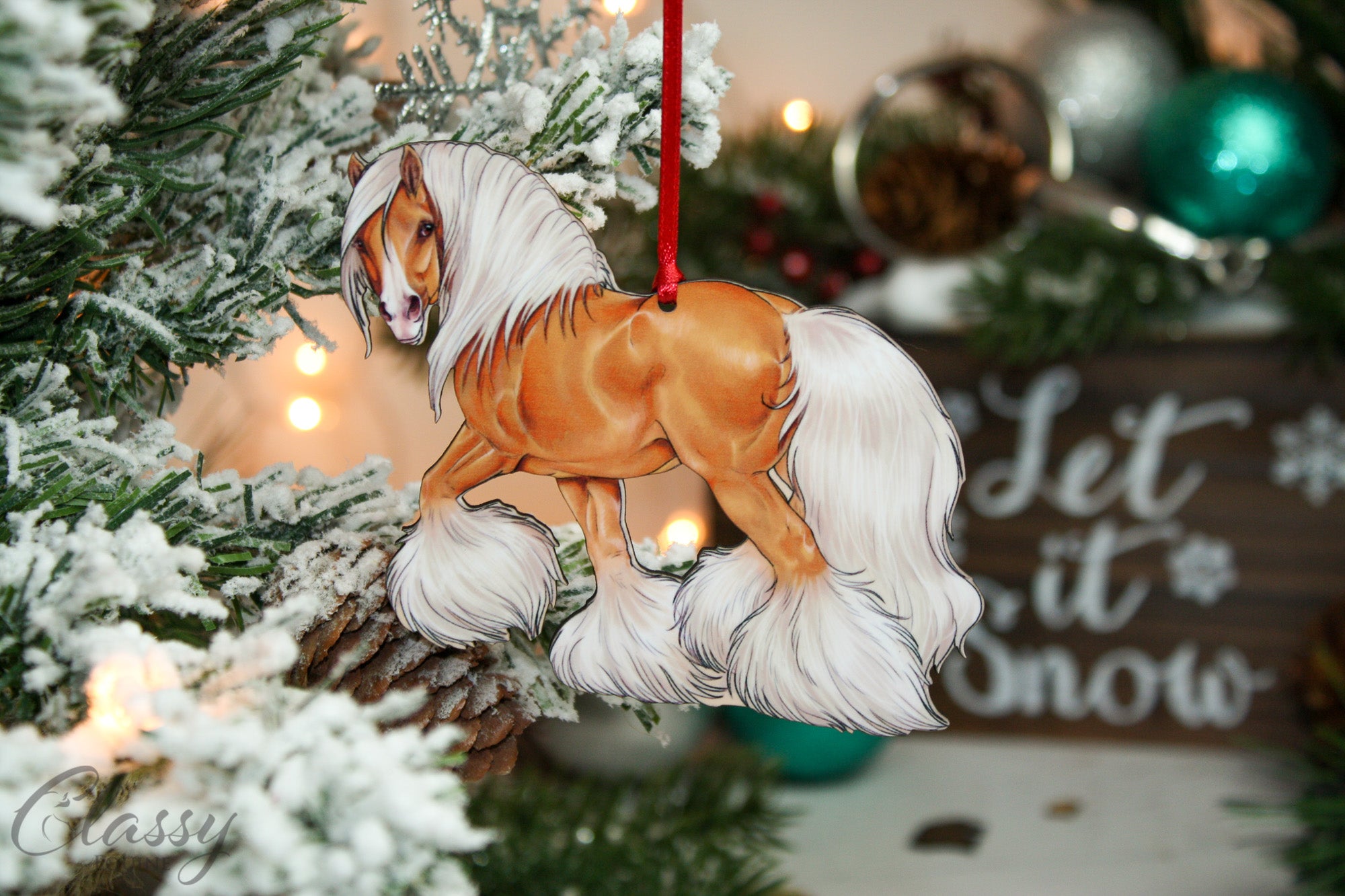 Palomino Gypsy Vanner Horse Christmas Ornament Classy Equine