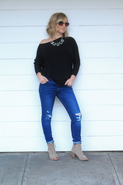 off the shoulder long sleeve top