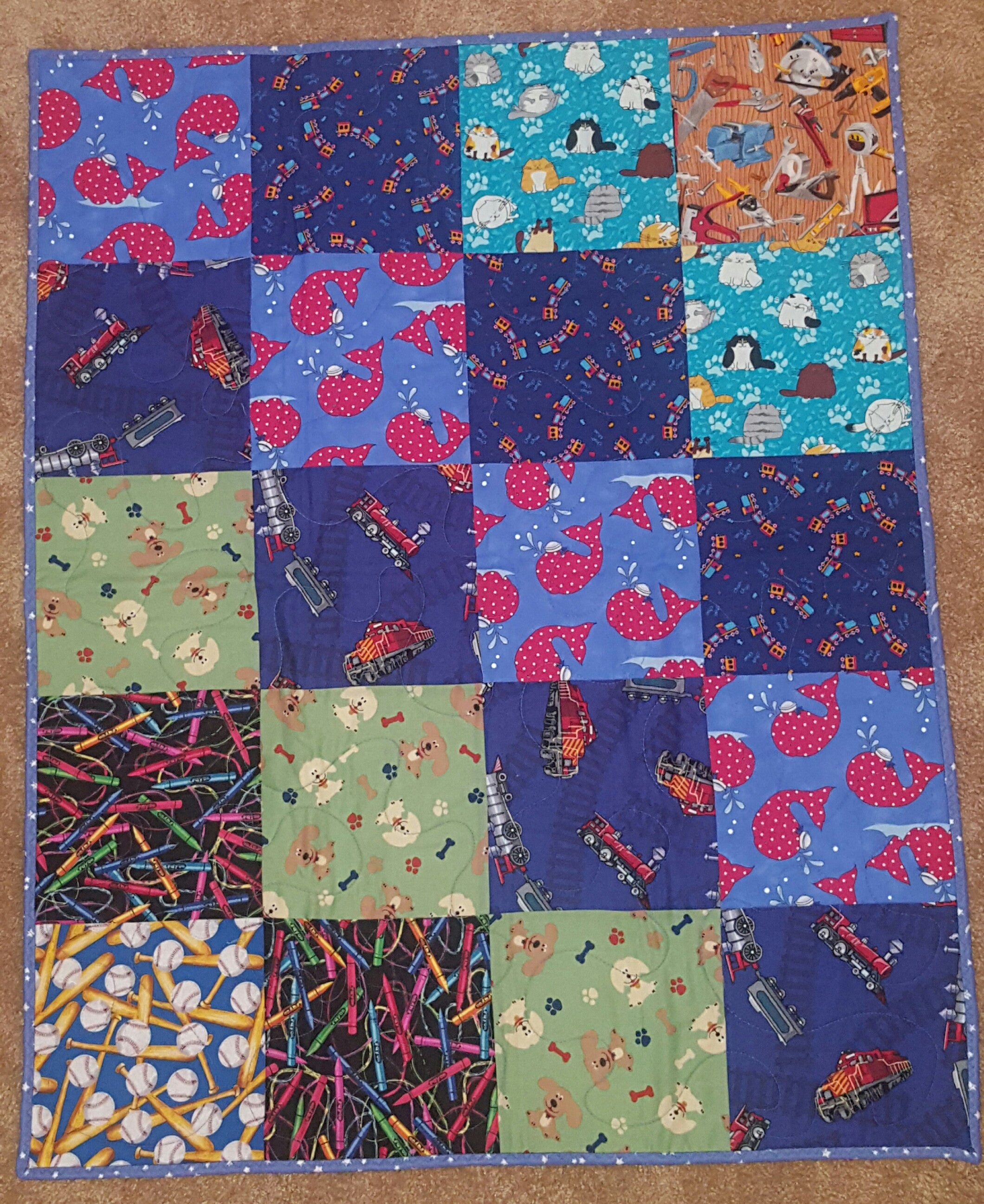 Baby quilt - whales and boats – QuiltsbyCathy