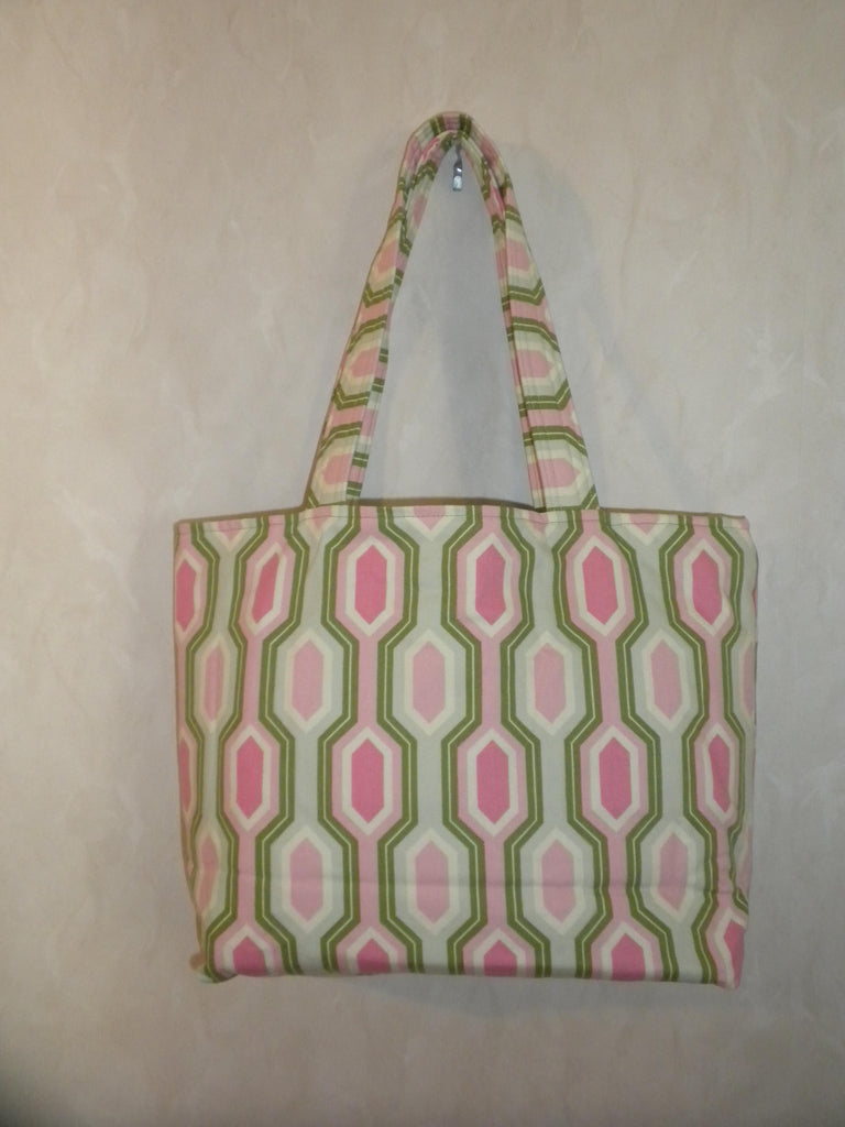 pink and green tote bags