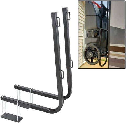 rv bumper mounted portable waste tank hold rack 