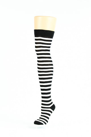 DESIGNER INSPIRED black and white thin striped over-the-knee socks - Socks TINA JAYNE BOUTIQUE