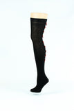 DESIGNER INSPIRED, black with multiple red bows  over-the knee socks - Socks TINA JAYNE BOUTIQUE