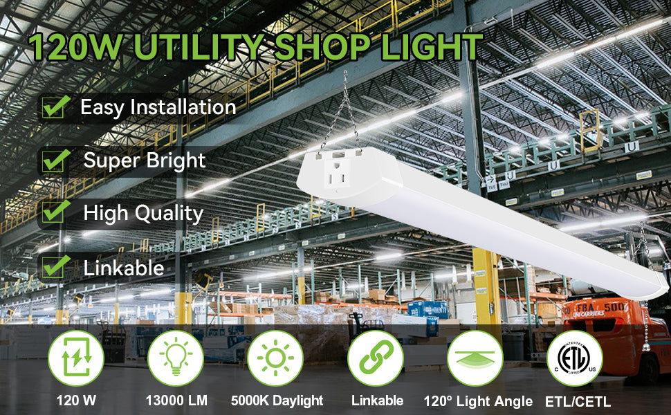 4 ft. 120W Daylight (5000K) High Output LED Shop Light