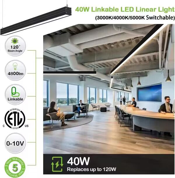 WING Series 4FT 40W Linkable LED Linear Light, 3000K/4000K/5000K Selec –  Hykolity