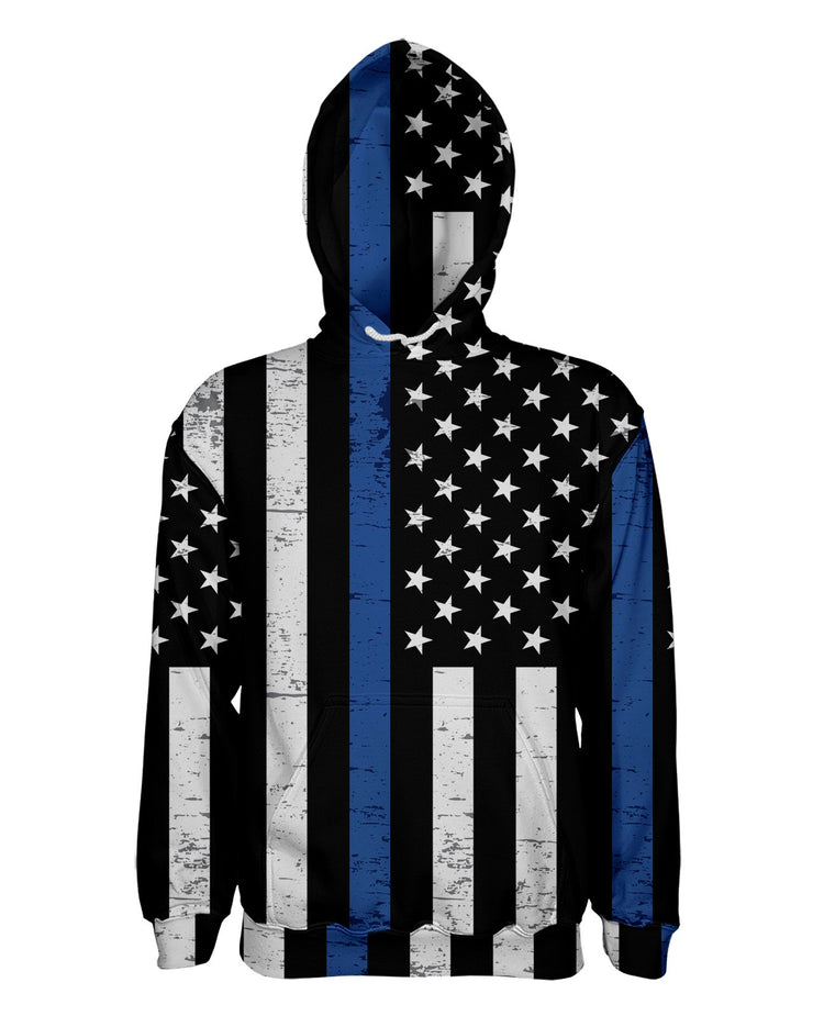 thin blue line zip up hoodie