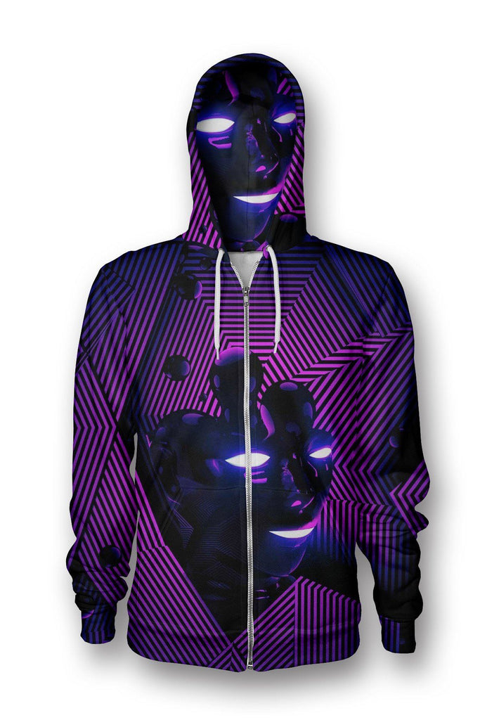 zip face hoodie