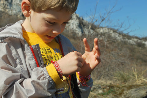 boy learning outside