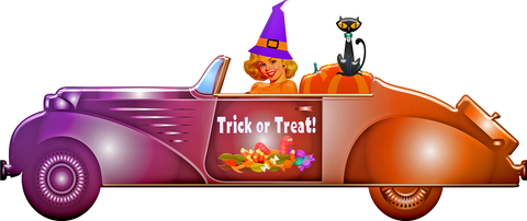 witch driving halloween car